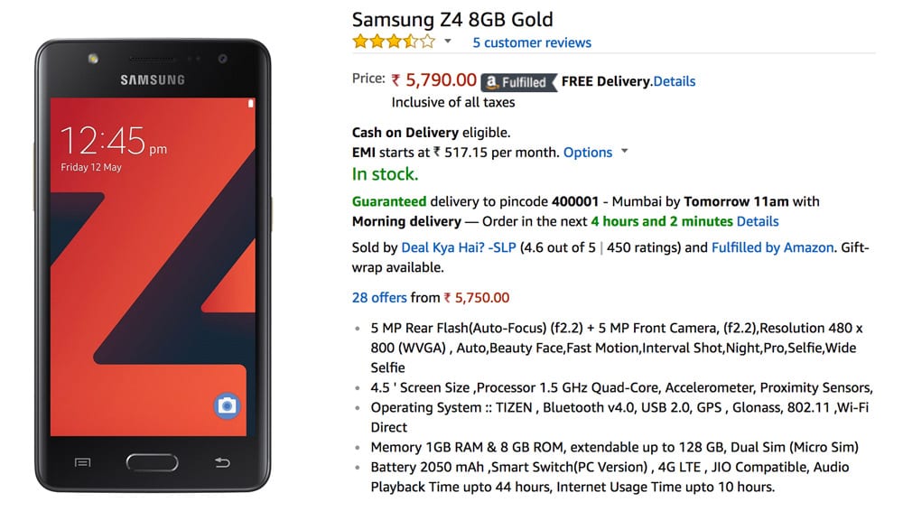 Samsung-Z4-Amazon-India-Tizen