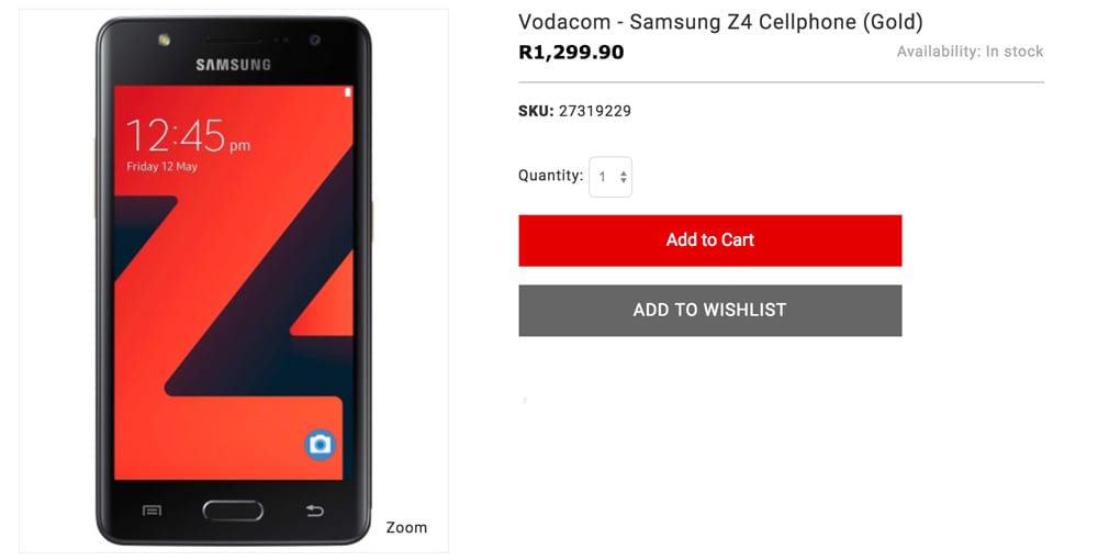 Vodacom-Samsung-Z4-Cellphone-Gold