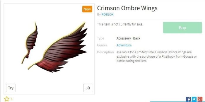 Pixelbook Users Get Exclusive Roblox Content Crimson Ombre Wings Iot Gadgets
