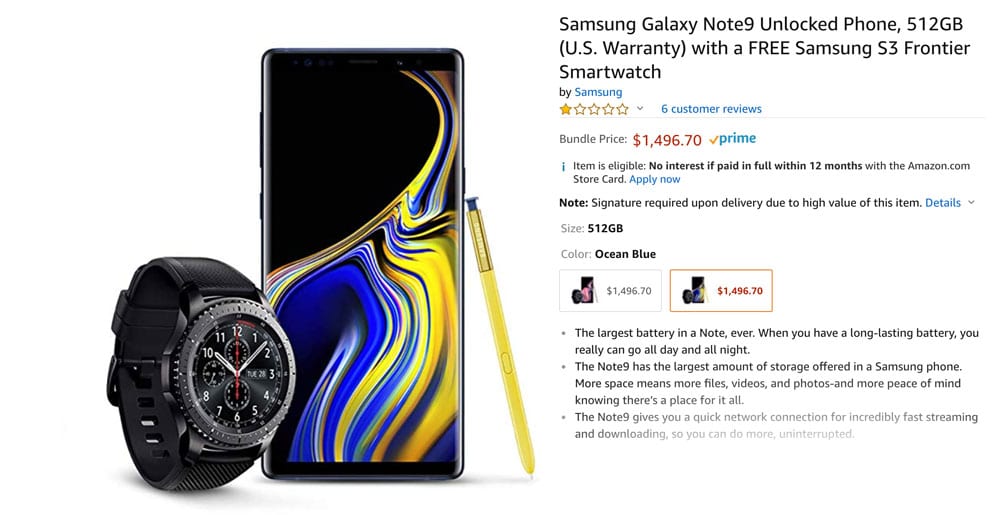 galaxy note 9 watch offer