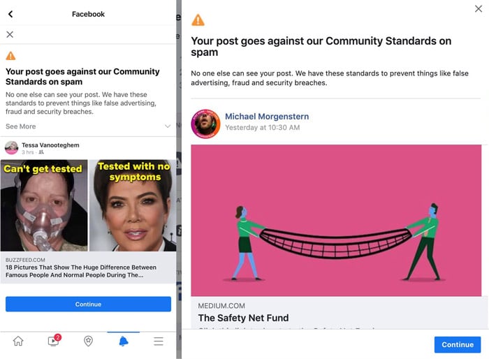 facebook posts removed